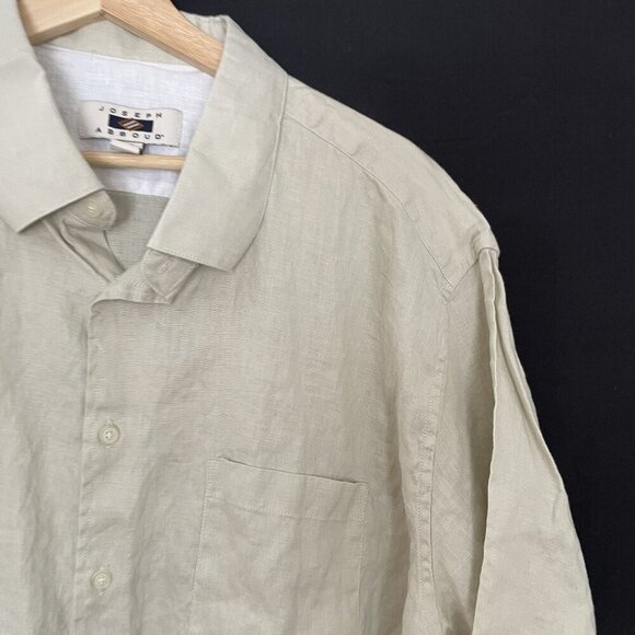 Joseph Abboud Mens Tan Linen Short Sleeve Button-Up Shirt XXL classic clean - Picture 2 of 6